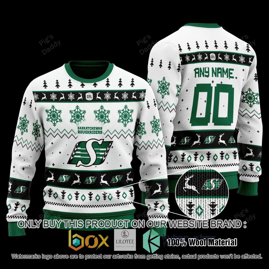 personalized saskatchewan roughriders white wool sweater 1 74174
