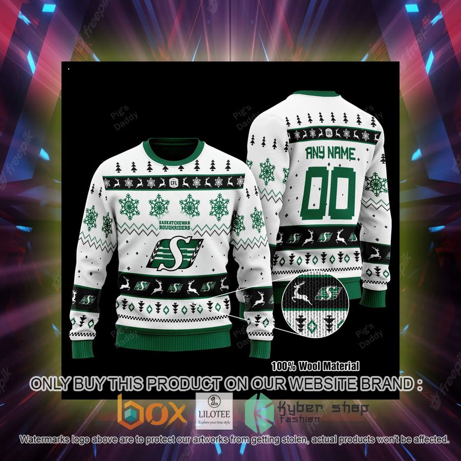 personalized saskatchewan roughriders white wool sweater 2 9444