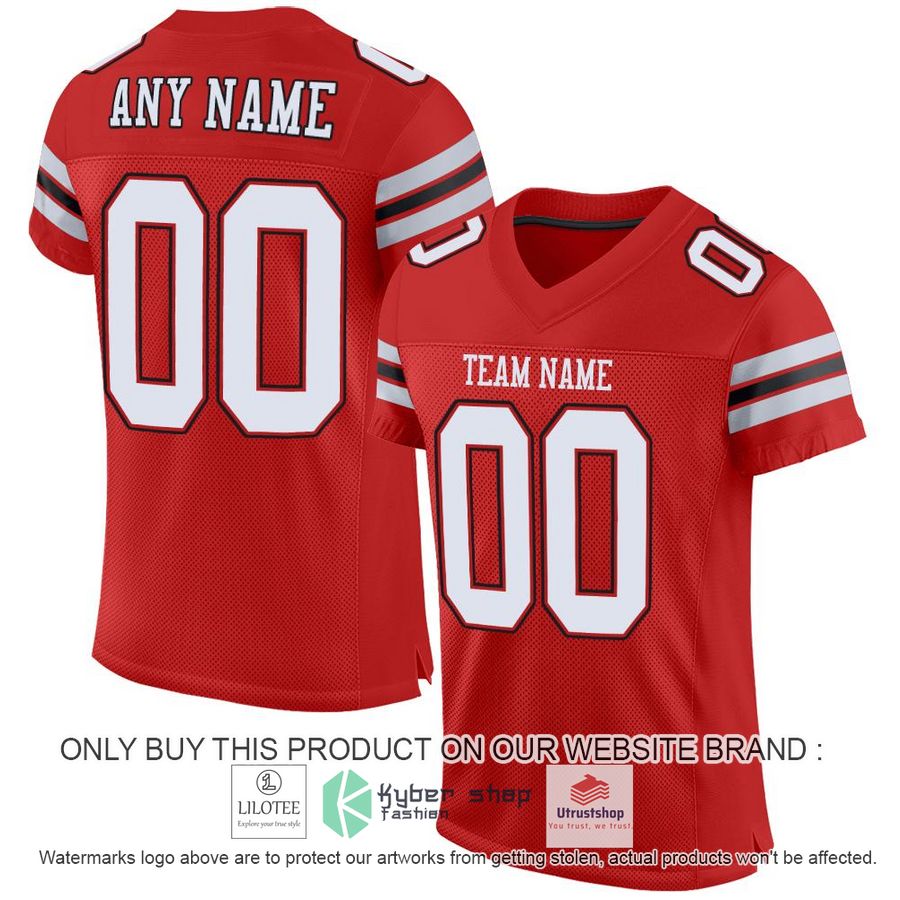 personalized scarlet white black football jersey 1 30679