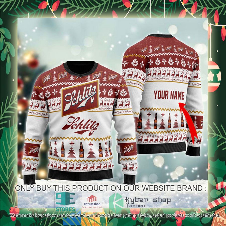 personalized schlitz beer ugly christmas sweater 2 79423