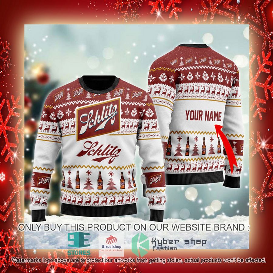 NEW Personalized Schlitz Beer Christmas Ugly Sweater 3 personalized schlitz beer ugly christmas sweater 3 7783