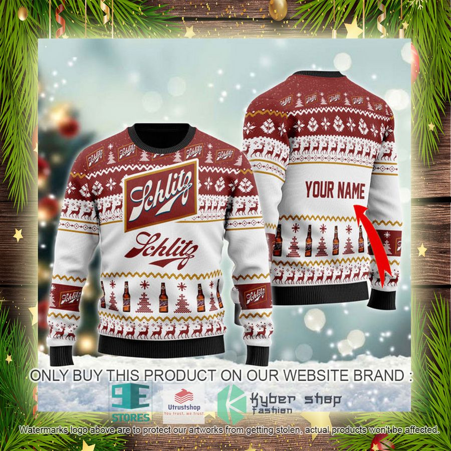 NEW Personalized Schlitz Beer Christmas Ugly Sweater 4 personalized schlitz beer ugly christmas sweater 4 60746