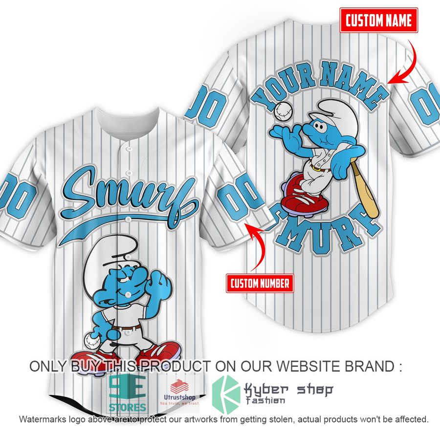 NEW Smurf striped Baseball Shirt 6 personalized smurf striped baseball jersey 1 39837
