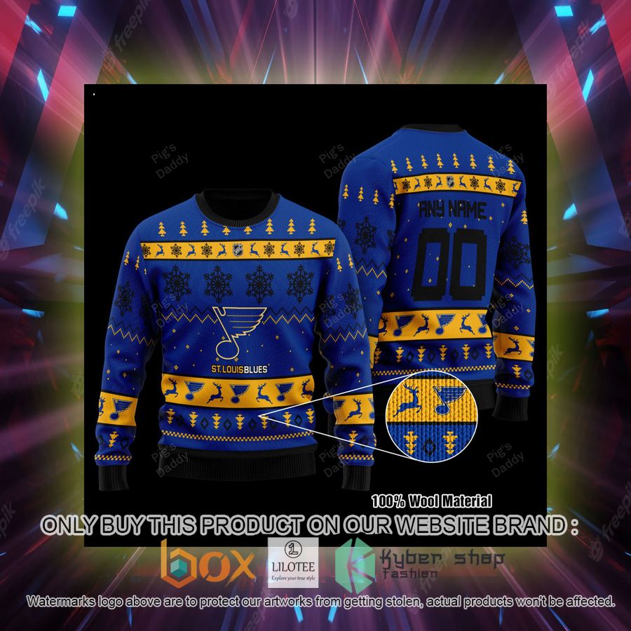personalized st louis blues blue wool sweater 2 28227