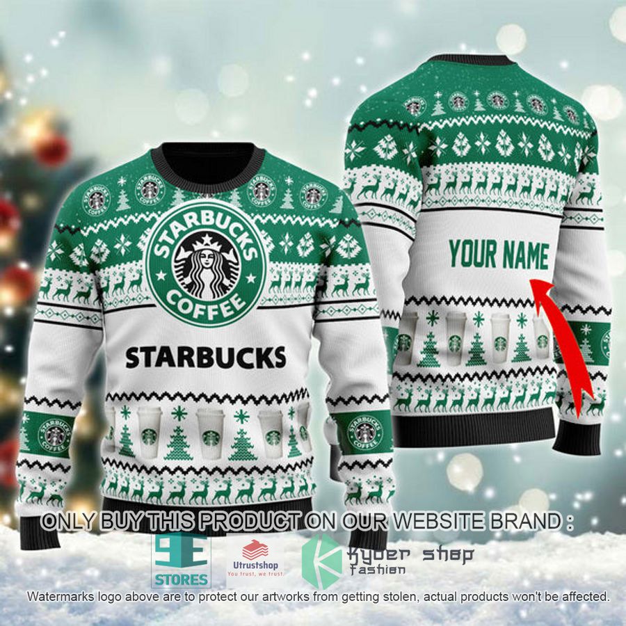 personalized starbucks spirit ugly christmas sweater 1 86613