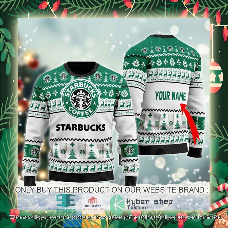 personalized starbucks spirit ugly christmas sweater 2 16588