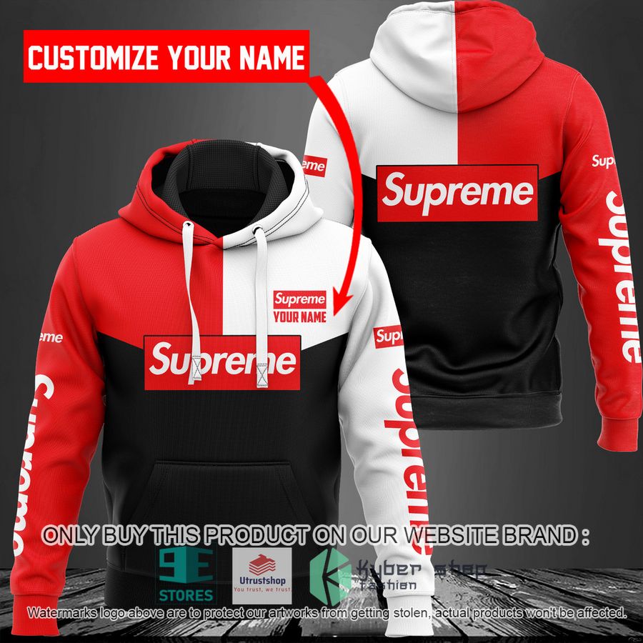 personalized supreme logo black red white 3d hoodie 1 66819