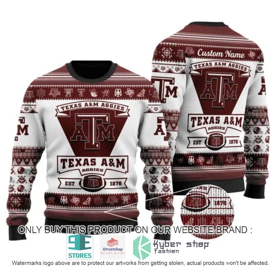 personalized texas am aggies football ugly chrisrtmas sweater 1 18977