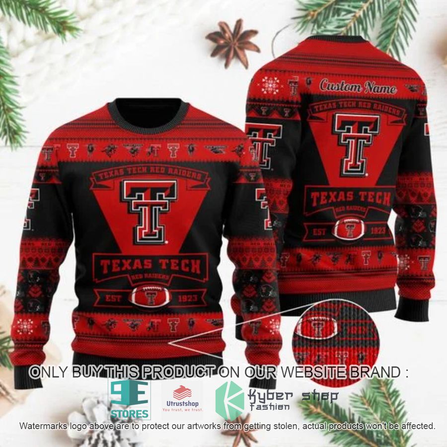 NEW Personalized Texas Tech Red Raiders Football Ugly Sweater 4 personalized texas tech red raiders football ugly chrisrtmas sweater 4 59128