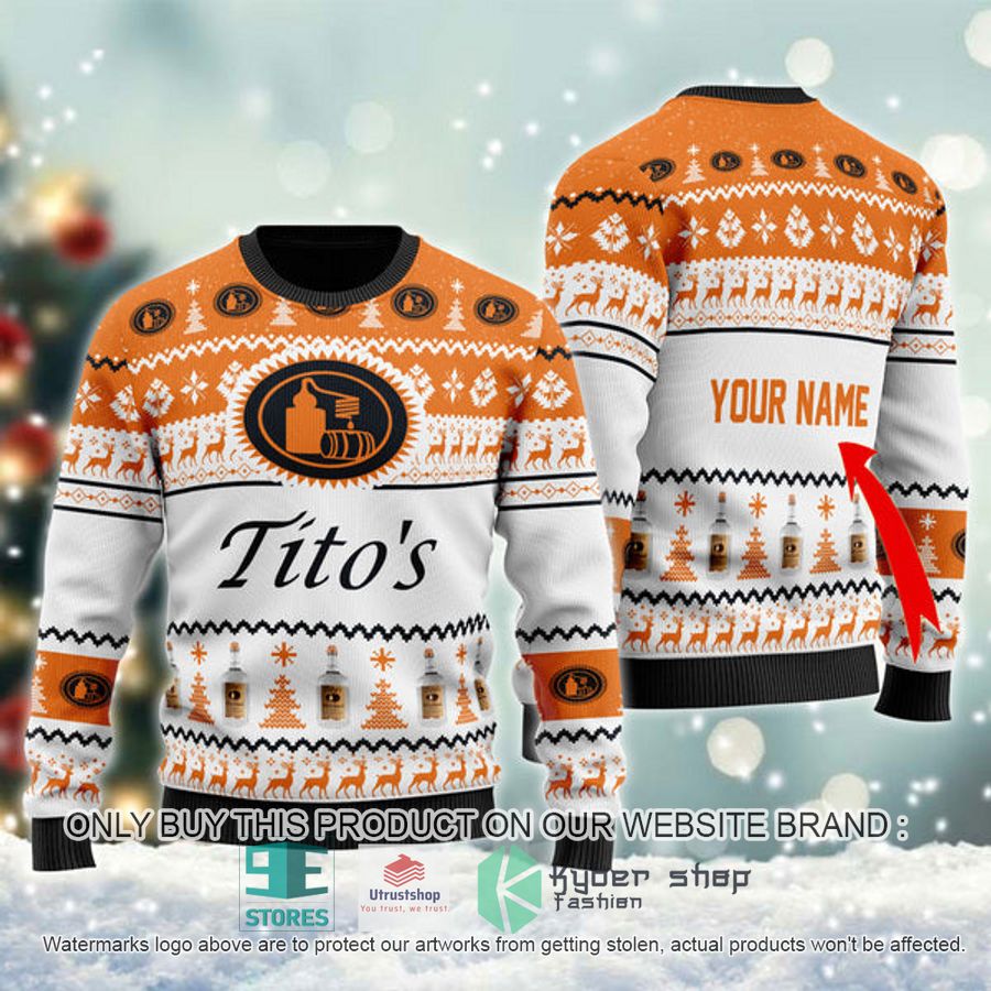 personalized titos vodka spirit ugly christmas sweater 1 44896