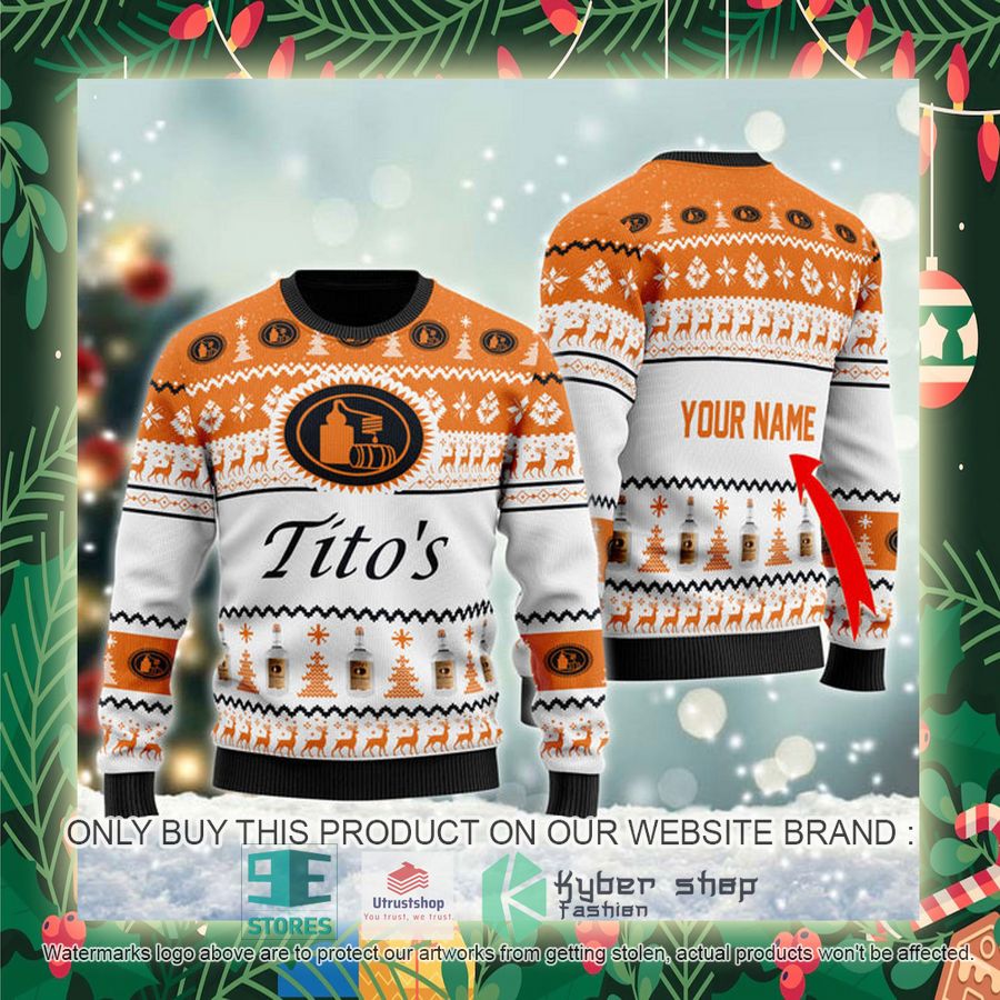 personalized titos vodka spirit ugly christmas sweater 2 70157