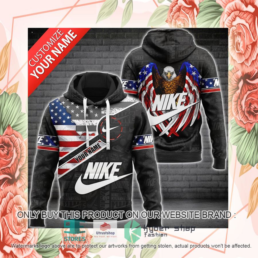 NEW Personalized United States Flag Eagle Nike black Full Print Hoodie 2 personalized united states flag eagle nike black 3d hoodie 2 53526
