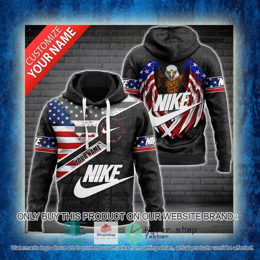 NEW Personalized United States Flag Eagle Nike black Full Print Hoodie 3 personalized united states flag eagle nike black 3d hoodie 3 74991