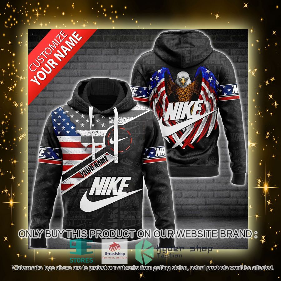 NEW Personalized United States Flag Eagle Nike black Full Print Hoodie 4 personalized united states flag eagle nike black 3d hoodie 4 45200
