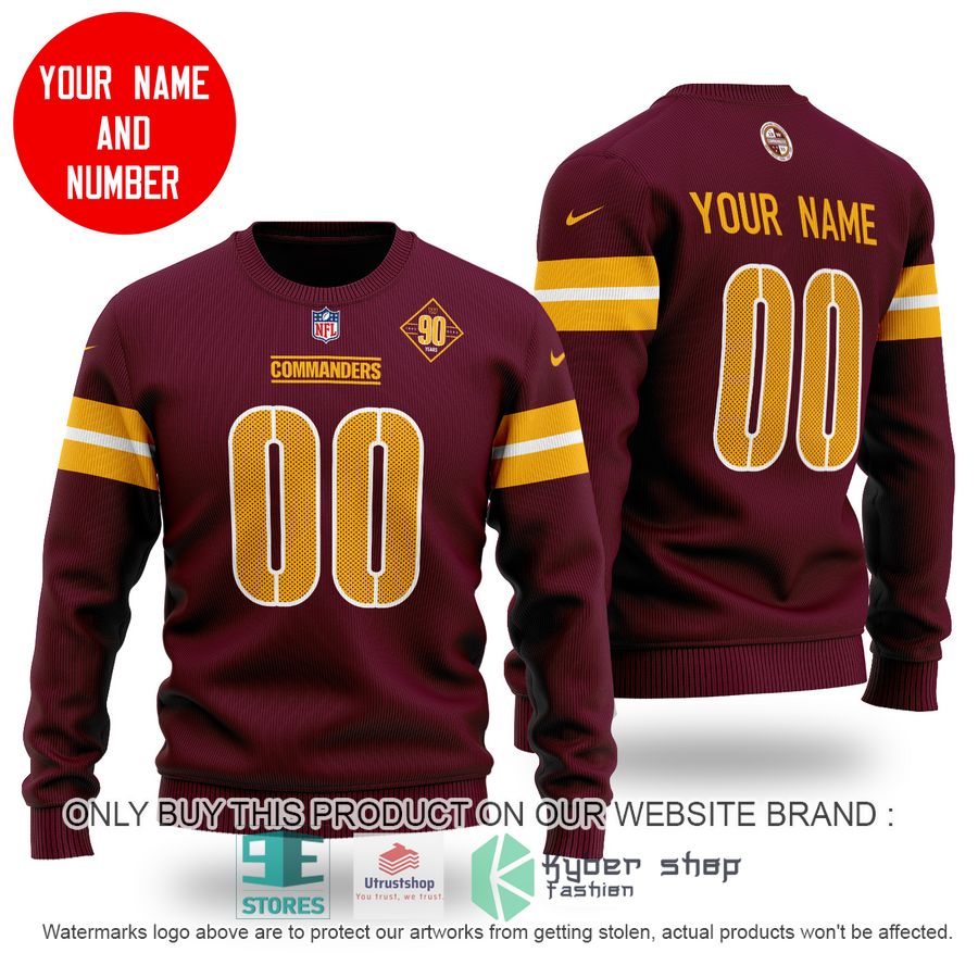 personalized washington commanders dark red sweater 1 64406
