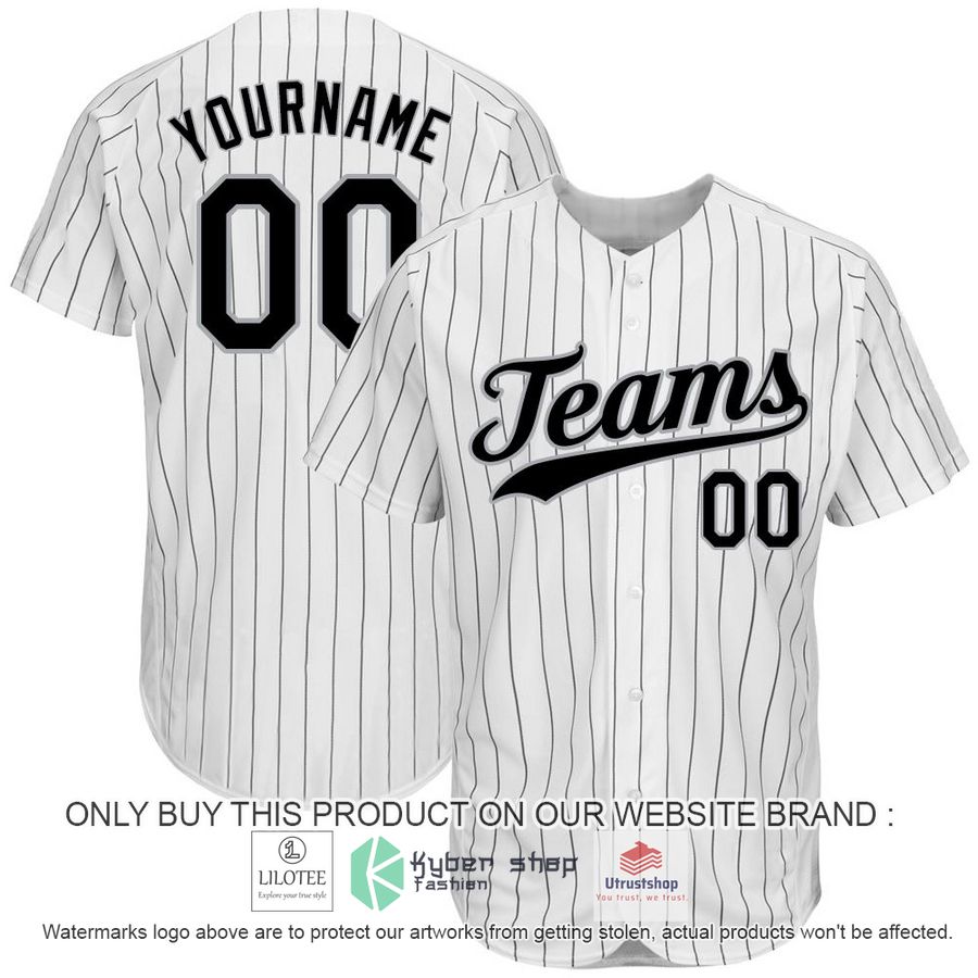 personalized white black gray striped baseball jersey 1 90675