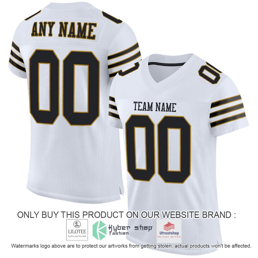 personalized white black old gold football jersey 1 98663