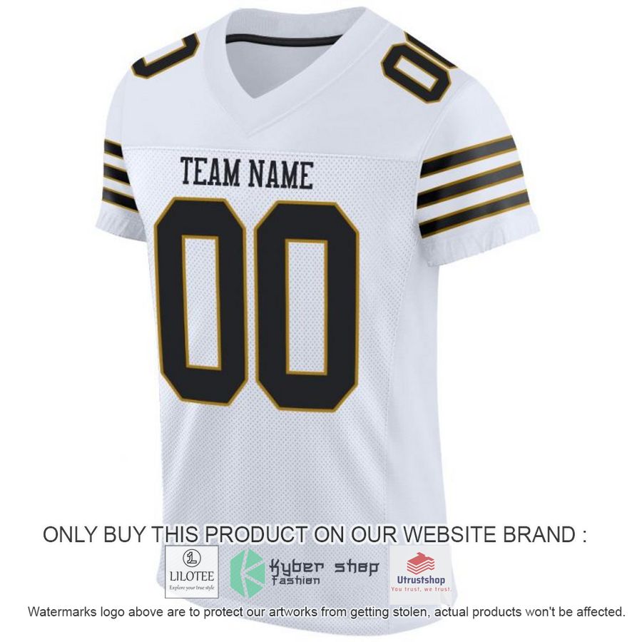 NEW White Black Old Gold CUSTOM Football Shirt 2 personalized white black old gold football jersey 2 9011