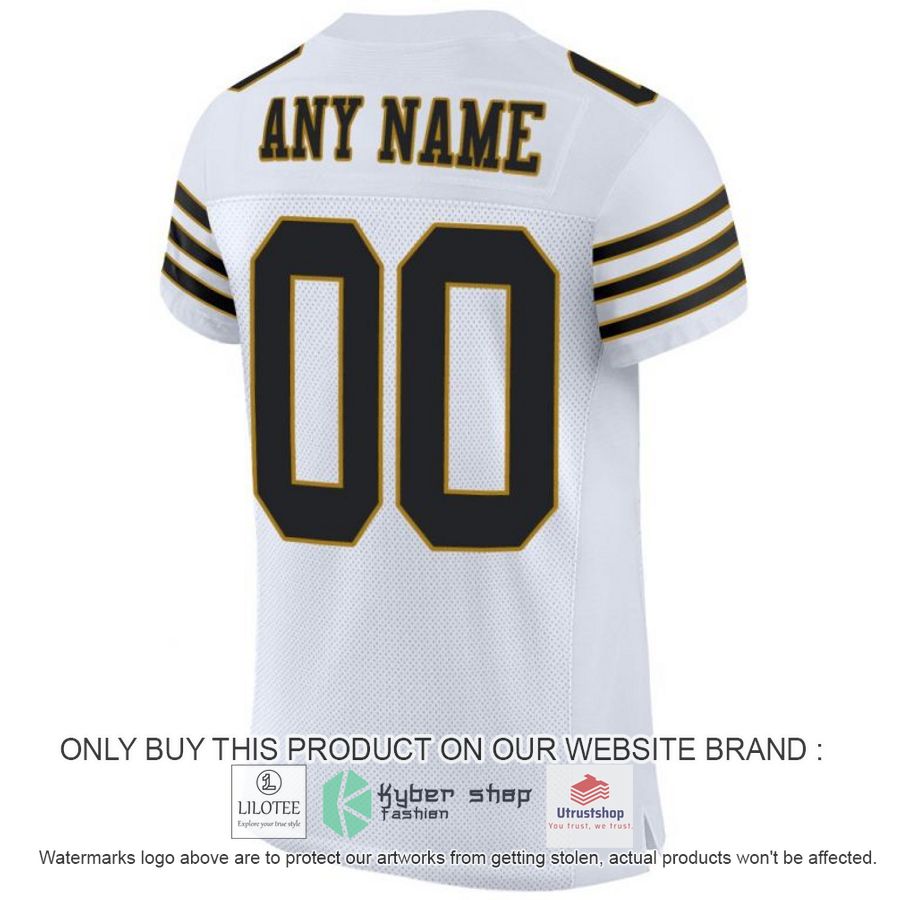 NEW White Black Old Gold CUSTOM Football Shirt 3 personalized white black old gold football jersey 3 91473