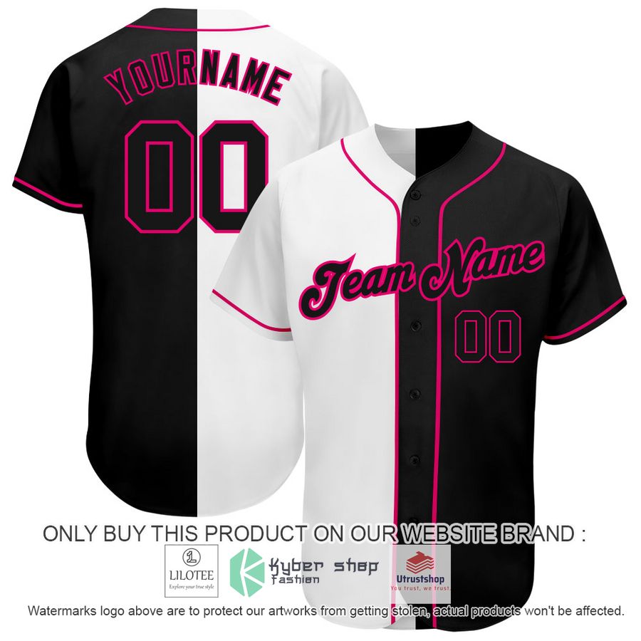 NEW White Black Pink Split CUSTOM Baseball Shirt 1 personalized white black pink split baseball jersey 1 80365