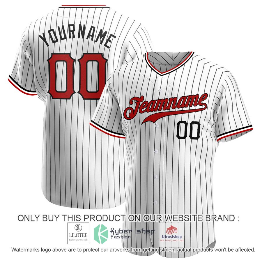 personalized white black pinstripe red black baseball jersey 1 13244