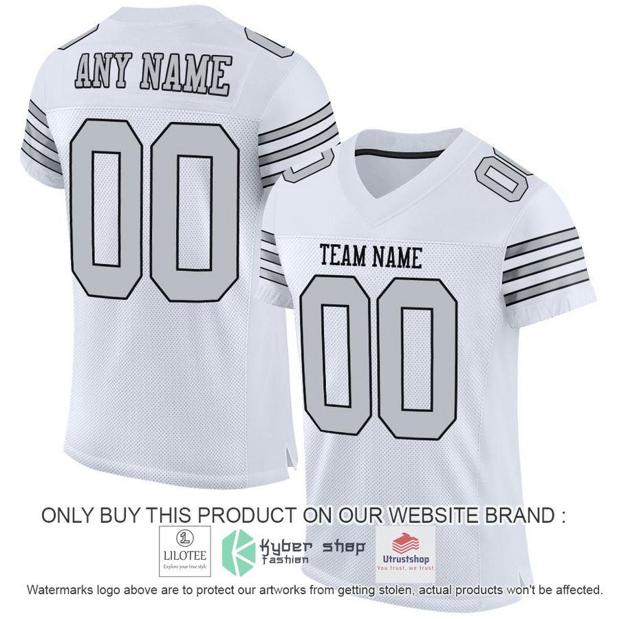 NEW White Black Silver CUSTOM Football Shirt 1 personalized white black silver football jersey 1 83713