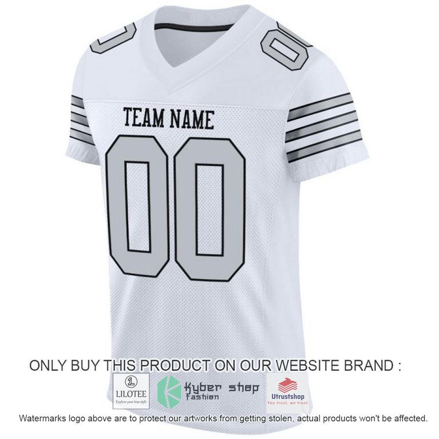 NEW White Black Silver CUSTOM Football Shirt 2 personalized white black silver football jersey 2 55265