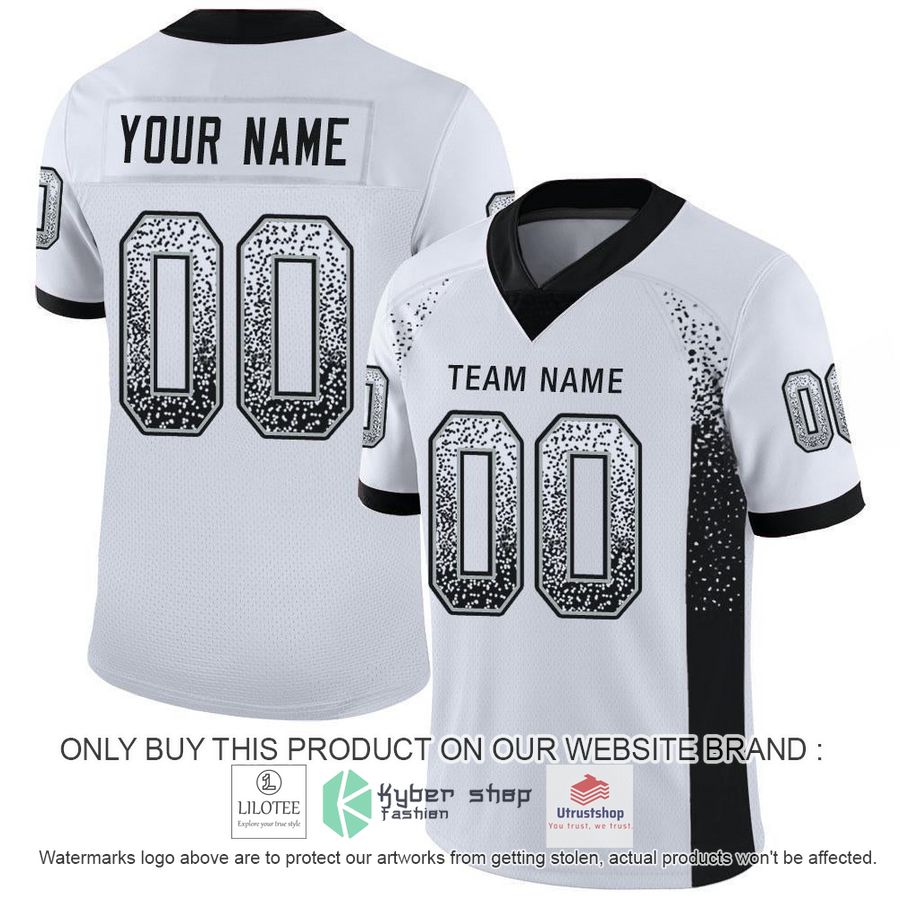 personalized white black silver mesh drift football jersey 1 56629