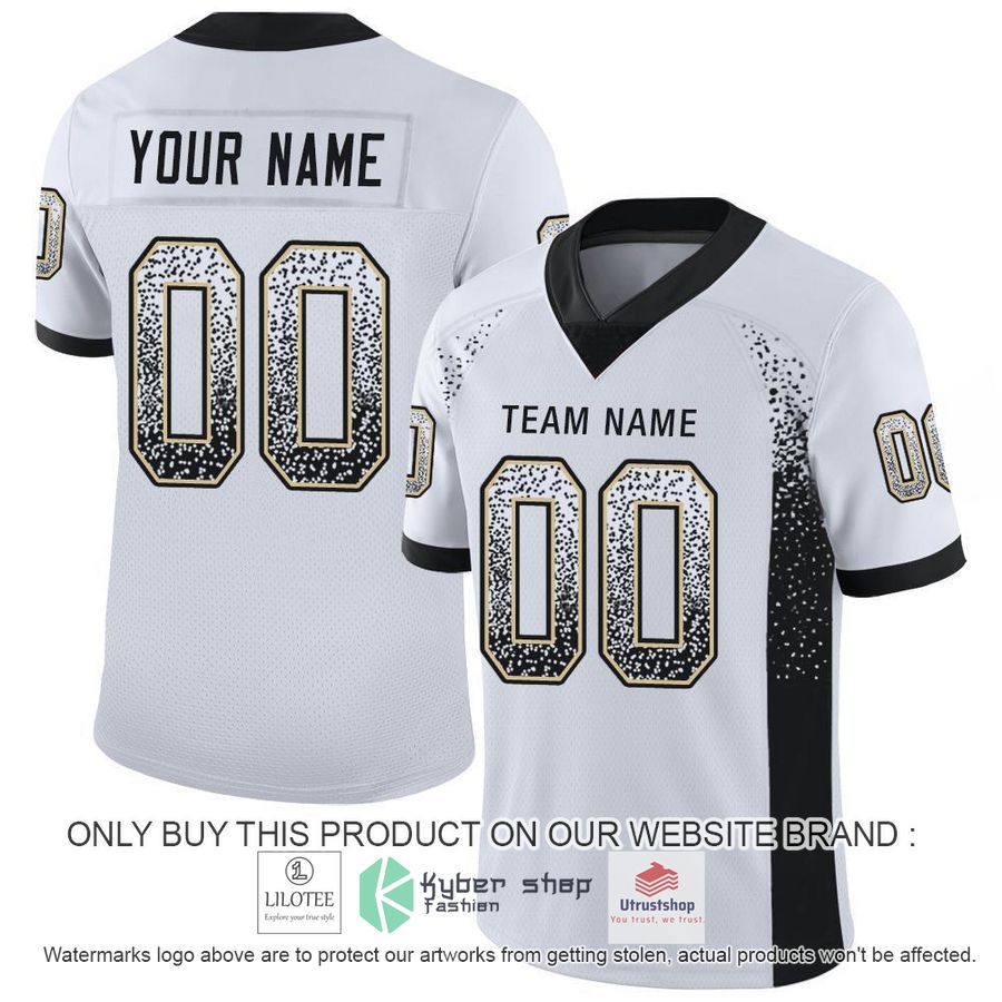NEW White Black Vegas Gold Mesh Drift CUSTOM Football Shirt 5 personalized white black vegas gold mesh drift football jersey 1 24818