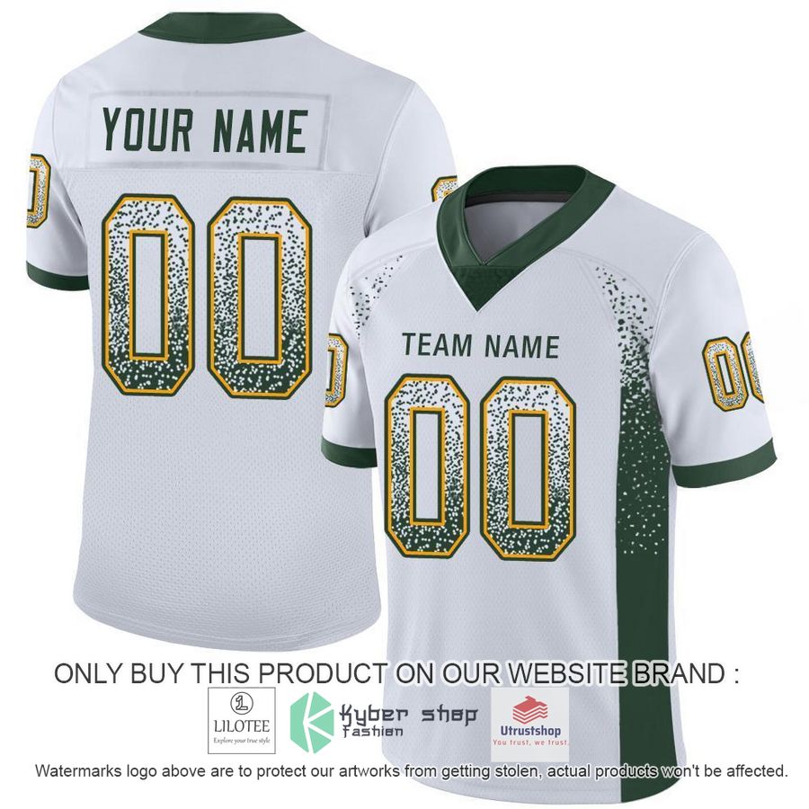 NEW White Green Gold Mesh Drift CUSTOM Football Shirt 4 personalized white green gold mesh drift football jersey 1 1456