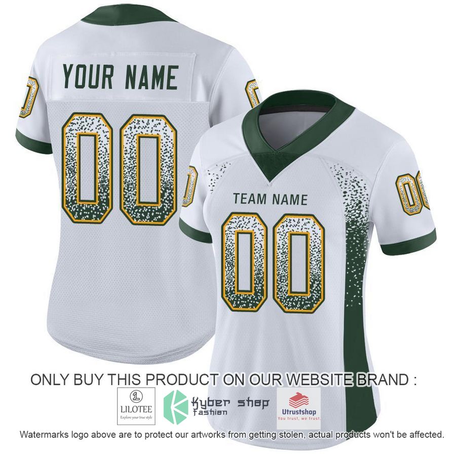 NEW White Green Gold Mesh Drift CUSTOM Football Shirt 2 personalized white green gold mesh drift football jersey 2 43800