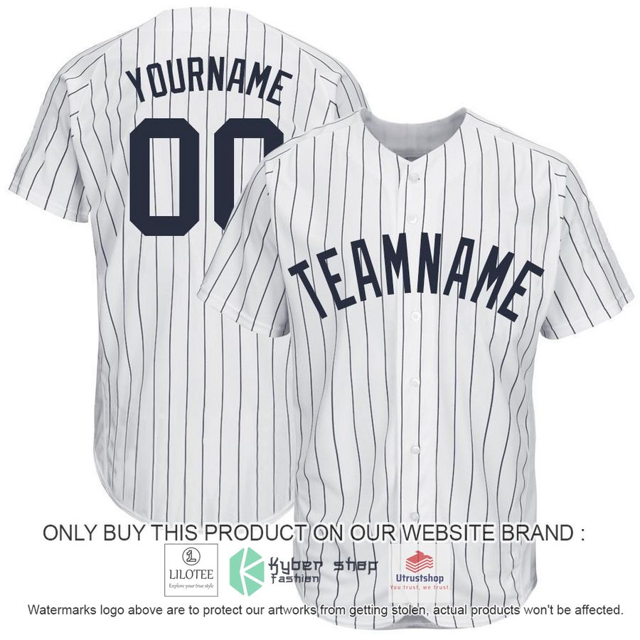 personalized white navy pinstripe navy baseball jersey 1 51788