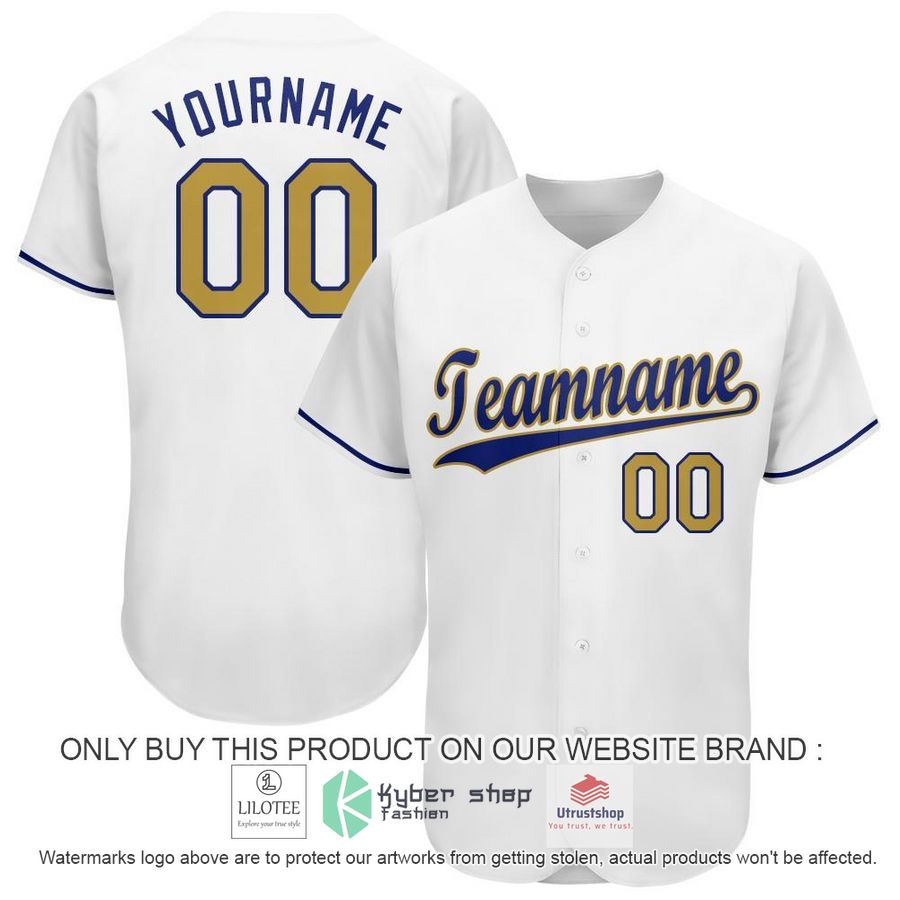 NEW White Old Gold Royal CUSTOM Baseball Shirt 6 personalized white old gold royal baseball jersey 1 53367