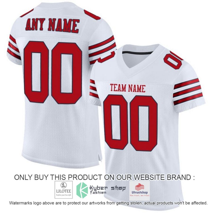 NEW White Red Navy CUSTOM Football Shirt 7 personalized white red navy football jersey 1 11361