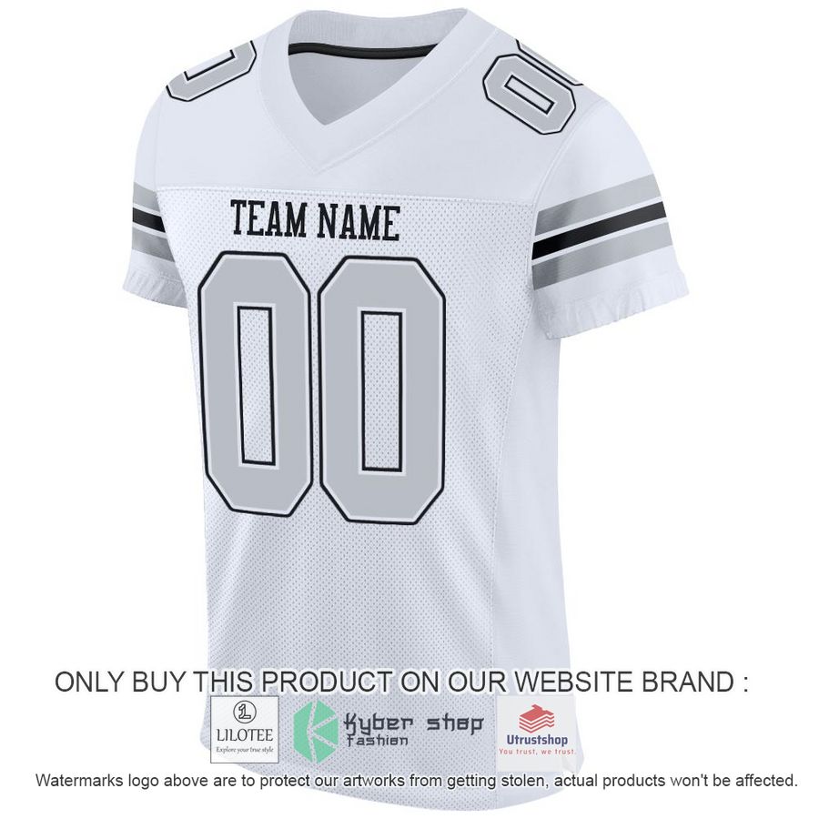 NEW White Silver Black CUSTOM Football Shirt 2 personalized white silver black football jersey 2 73985
