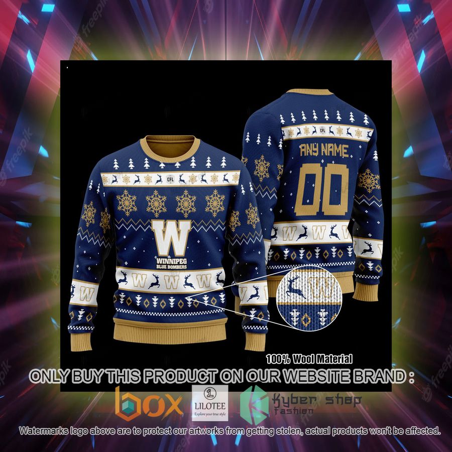 personalized winnipeg blue bombers navy wool sweater 2 68938