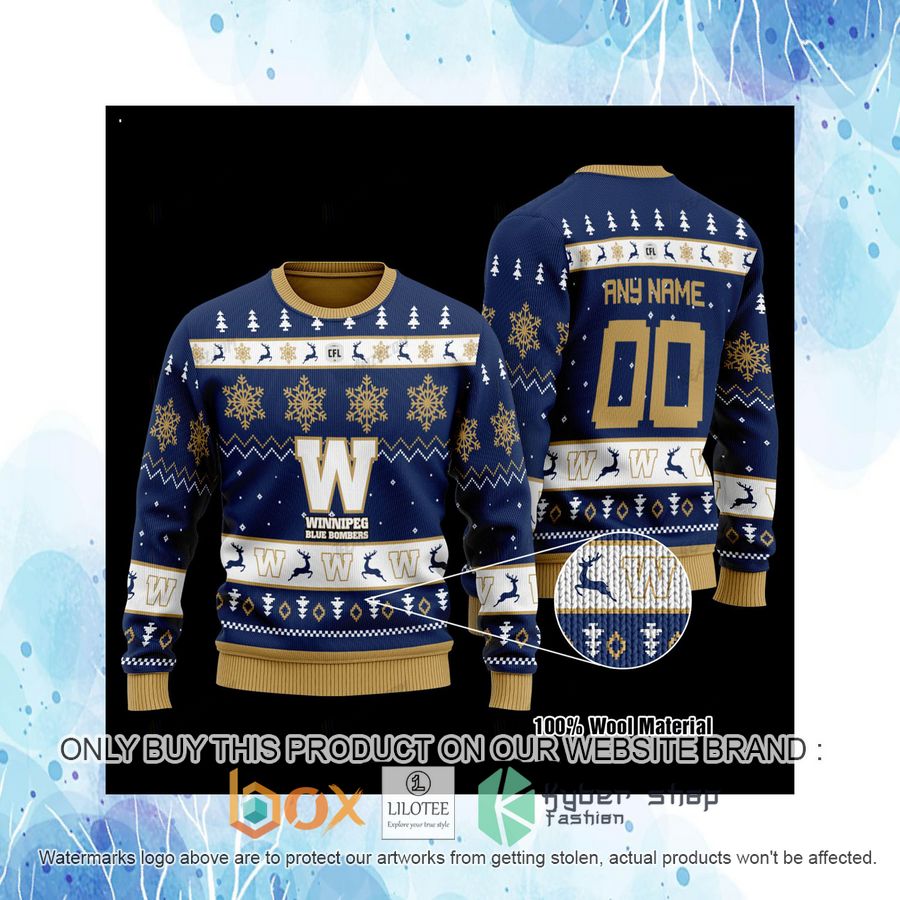 Personalized Winnipeg Blue Bombers Navy Wool Sweater 4 personalized winnipeg blue bombers navy wool sweater 4 36856
