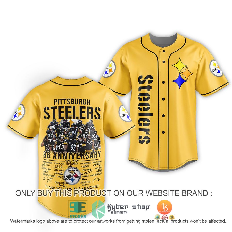 HOT Pittsburgh Steelers 88th Anniversary Yellow Baseball Jersey 3 pittsburgh steelers 88th anniversary yellow baseball jersey 1 55591
