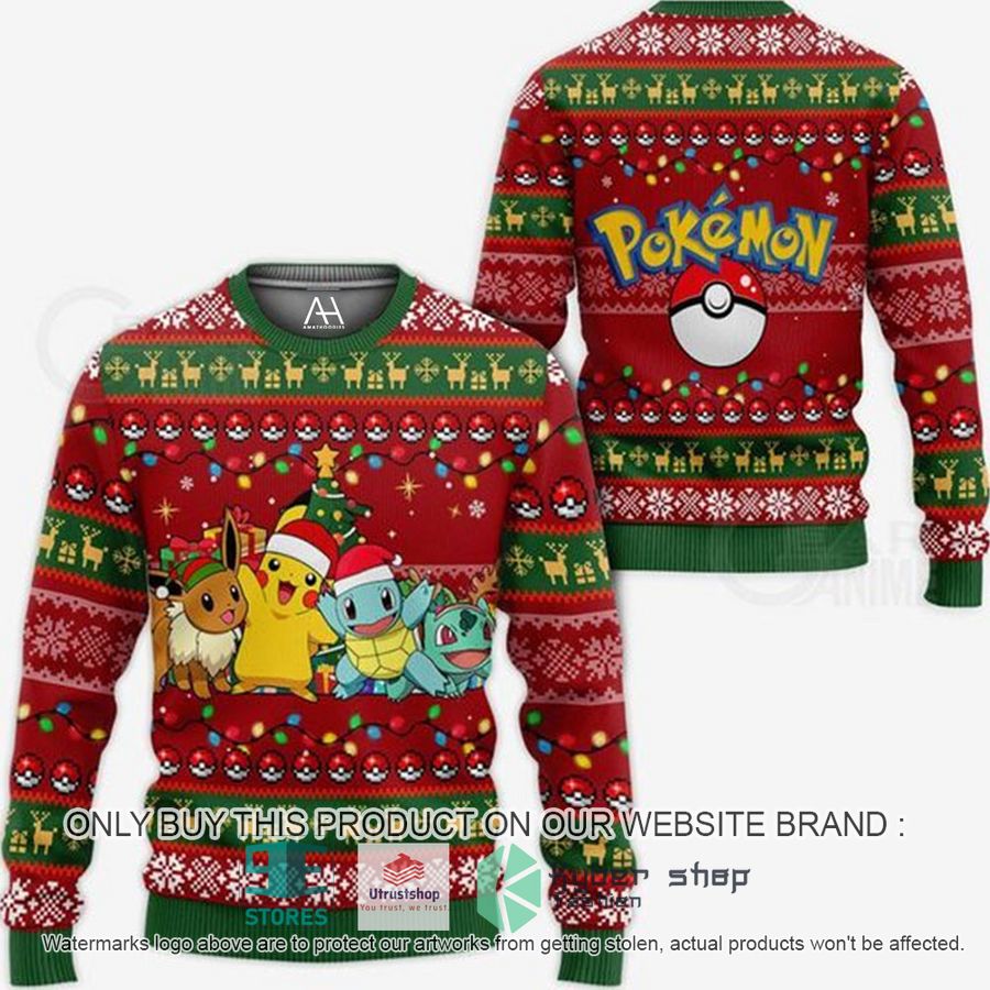 pokemon squirtle eevee bulbasaur ugly christmas sweater 1 59781