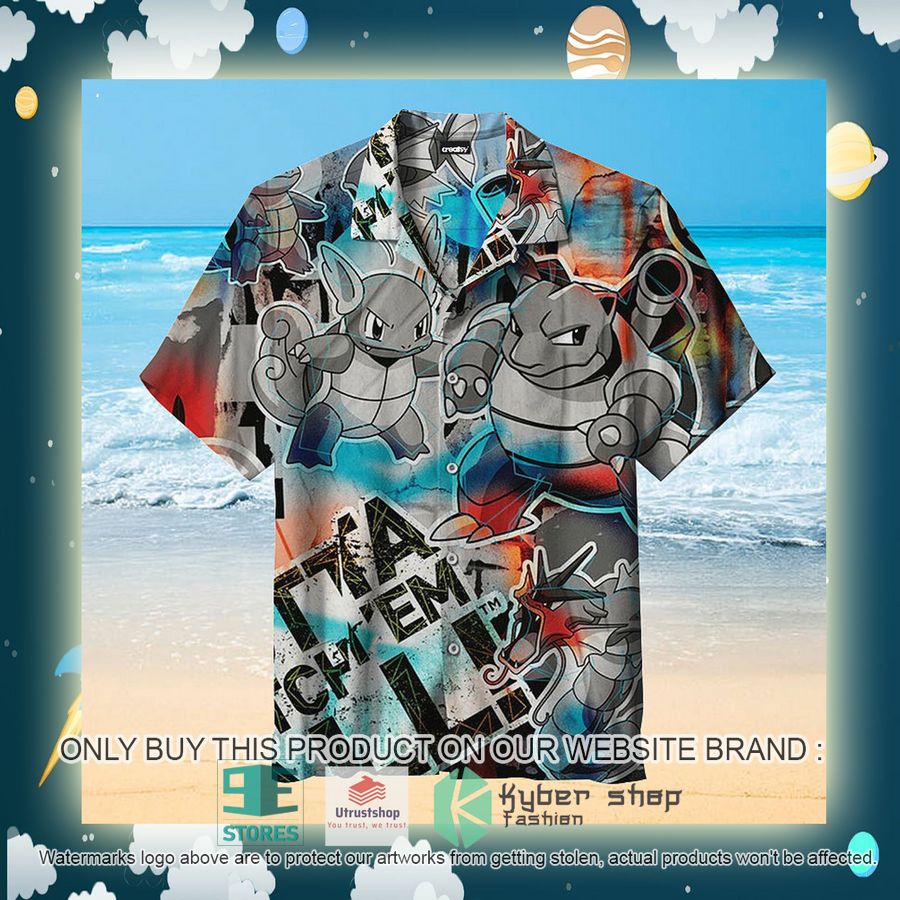 NEW Pokemon Squirtle Evolution Graffiti Hawaii Shirt 3 pokemon squirtle evolution graffiti hawaiian shirt 3 13378