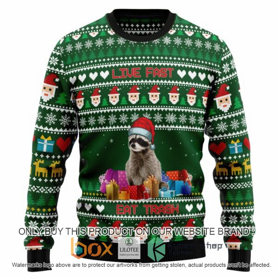 raccoon eat trash christmas t239 ugl ugly christmas sweatshirt 1 41080