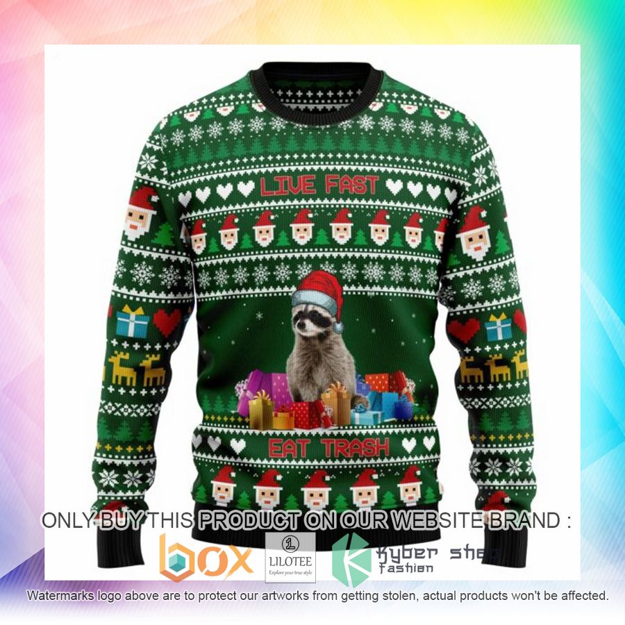 raccoon eat trash christmas t239 ugl ugly christmas sweatshirt 2 34342