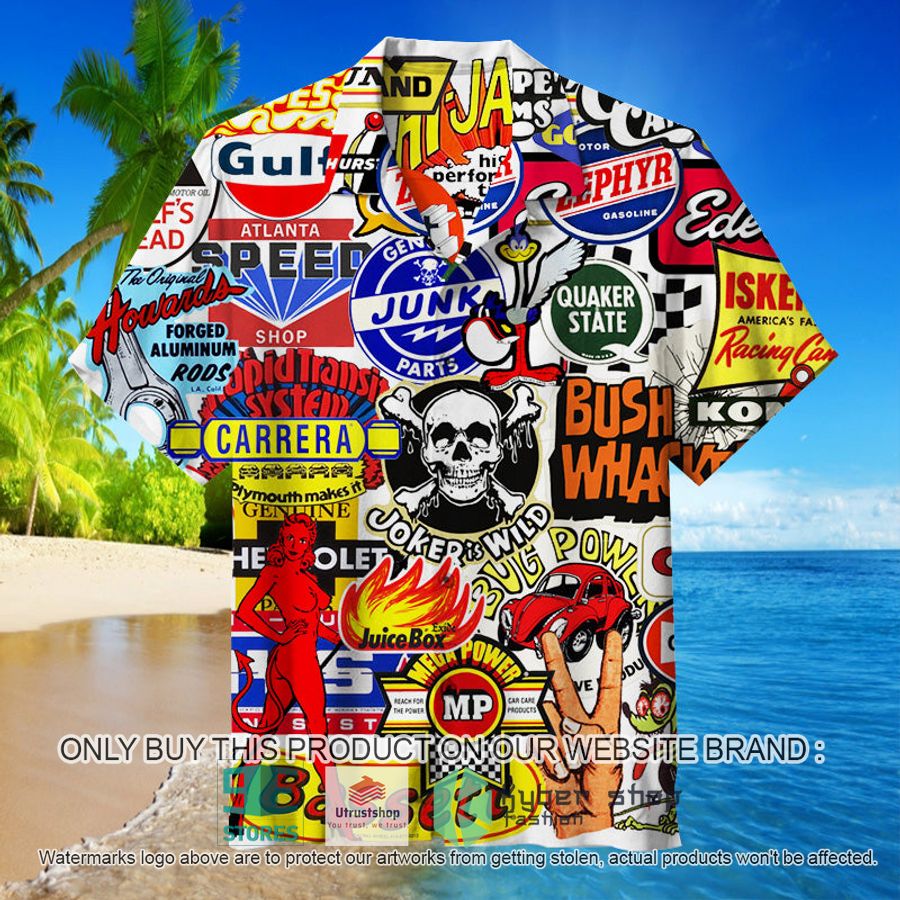 NEW Racing Car Labeling white Hawaii Shirt 17 racing car labeling white hawaiian shirt 1 18809