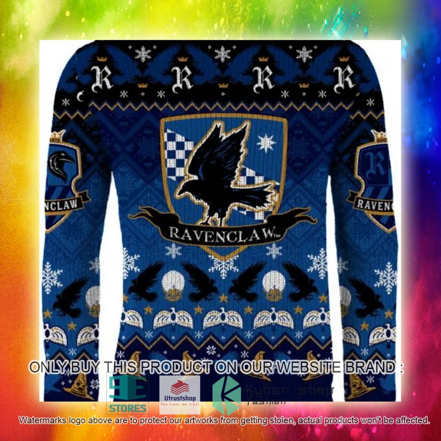 NEW Ravenclaw Crest Harry Potter Blue Ugly Sweater 5 ravenclaw crest harry potter blue ugly christmas sweater 5 75074