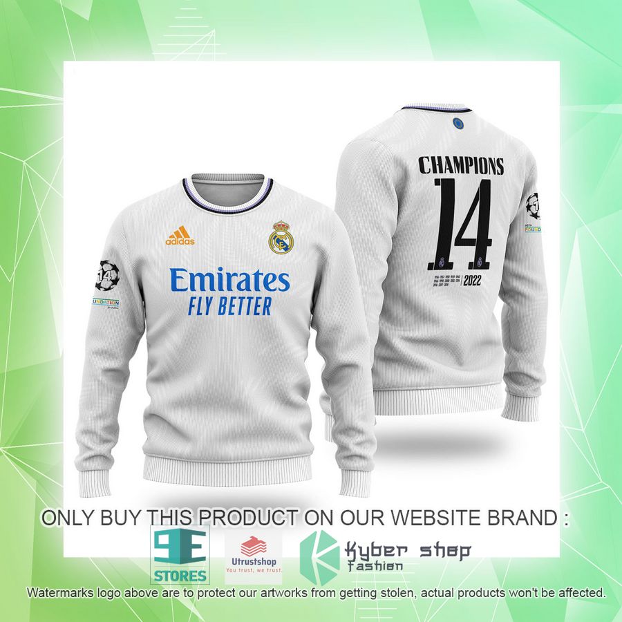 NEW Real Madrid FC Champions 14 white Sweater 3 real madrid fc champions 14 white sweater 3 7316