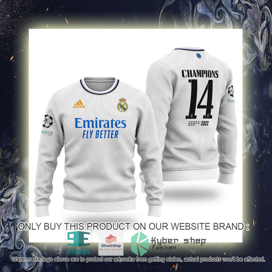 NEW Real Madrid FC Champions 14 white Sweater 4 real madrid fc champions 14 white sweater 4 63405