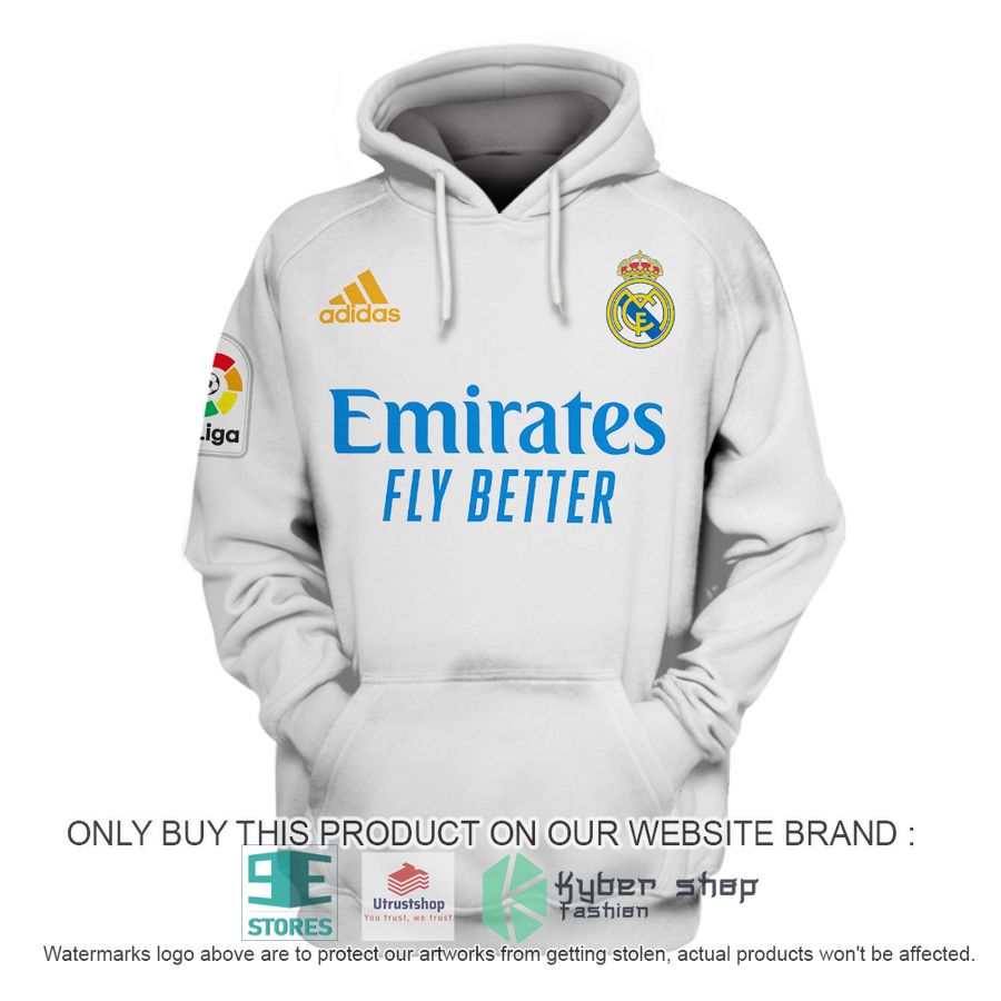 NEW Real Madrid FC La Liga Emirates Fly Better white Hoodie, Shirt 2 real madrid fc la liga emirates fly better white shirt hoodie 2 35170