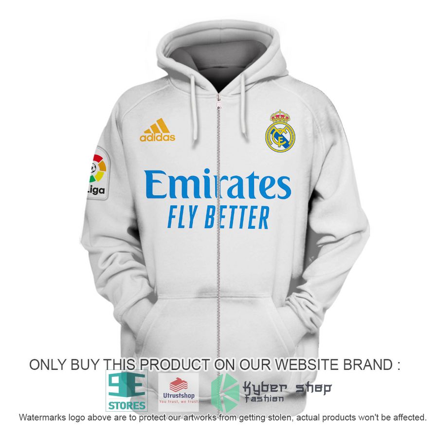 NEW Real Madrid FC La Liga Emirates Fly Better white Hoodie, Shirt 3 real madrid fc la liga emirates fly better white shirt hoodie 3 28202