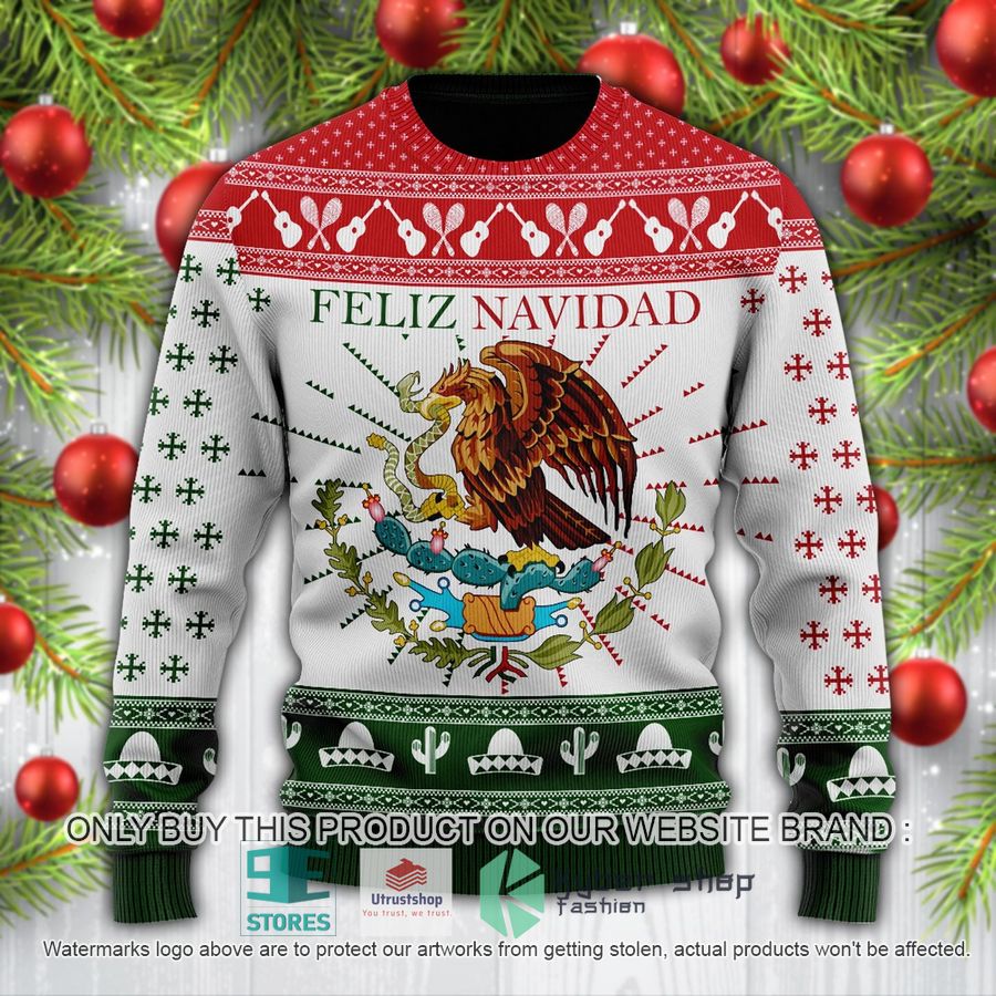 NEW Red and Green Feliz Navidad Mexican Ugly Sweater 5 red and green feliz navidad mexican ugly christmas sweater 1 52091