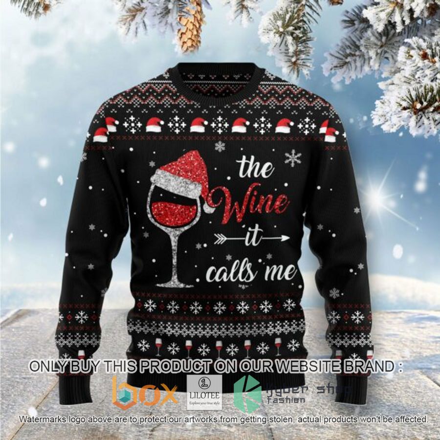 red wine it calls me ugly christmas sweatshirt 1 3771